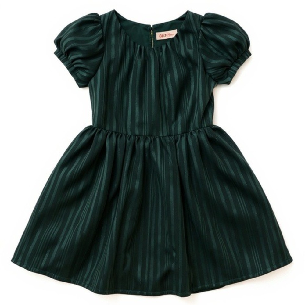 Cat & Jack Green Shimmer Puff Sleeve Holiday Party Dress Size 3T